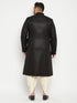Vastramay Men's Plus Size Black Sherwani Set